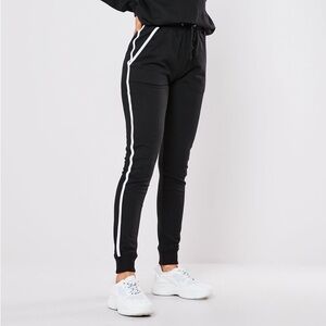 Missguided Black Joggers Sweatpants with White Side Stripes Size US 6 Small